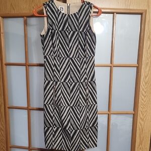 Anne Klein Black and Cream Chevron Dress